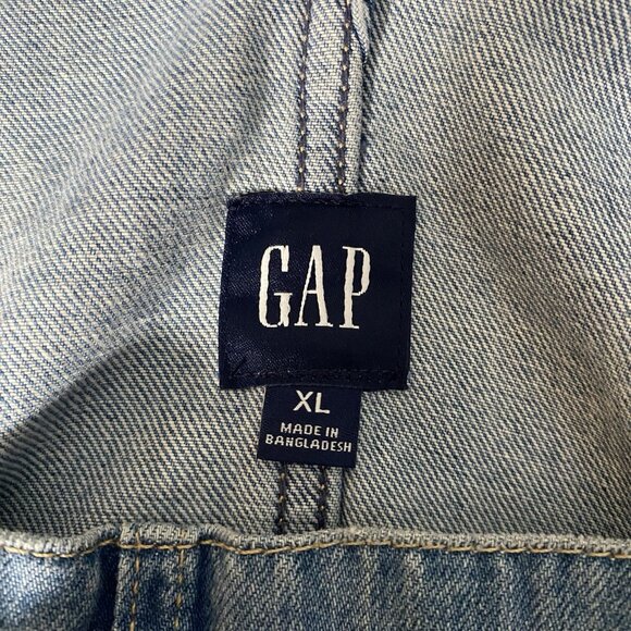 Gap Loose Bib Overalls Women’s XL Light Destroy Relaxed Fit Denim 100% Cotton - Picture 3 of 16